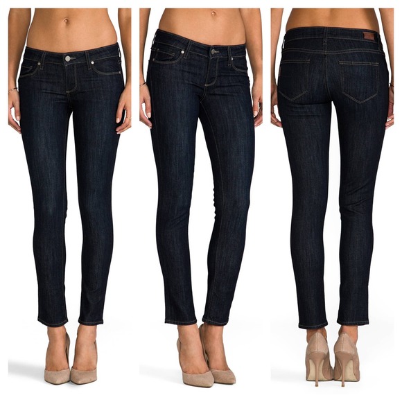 Paige Skyline Ankle Peg Skinny Jeans Ripped Knee Distressed Low Rise Dark Sz 28 - Picture 3 of 16